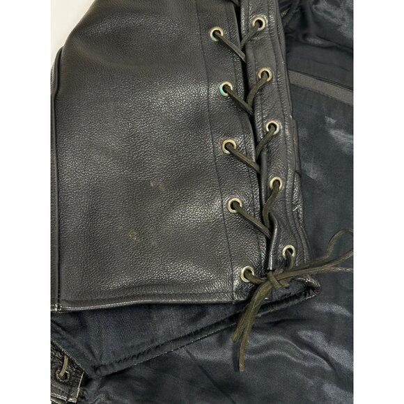 CLASSIC LEATHER Black Vest Men 46/XL-XXL Button VNeck Side Laces Western Cowboy - Picture 11 of 12